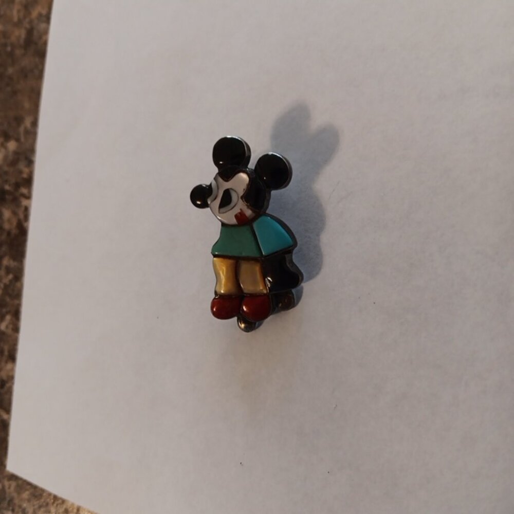 The Zunitoons Sterling Silver 1.8oz. Turquoise Inlay Mickey Mouse Pendant